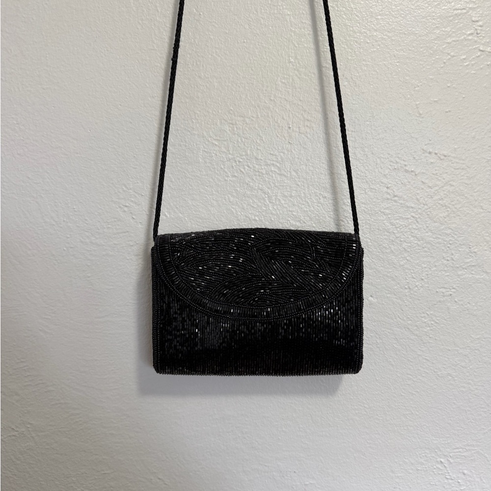 Vintage Talbots black crossbody beaded purse 👛